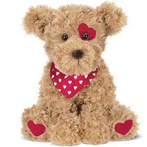 Plush Romantic Puppy Dog with Red Hearts